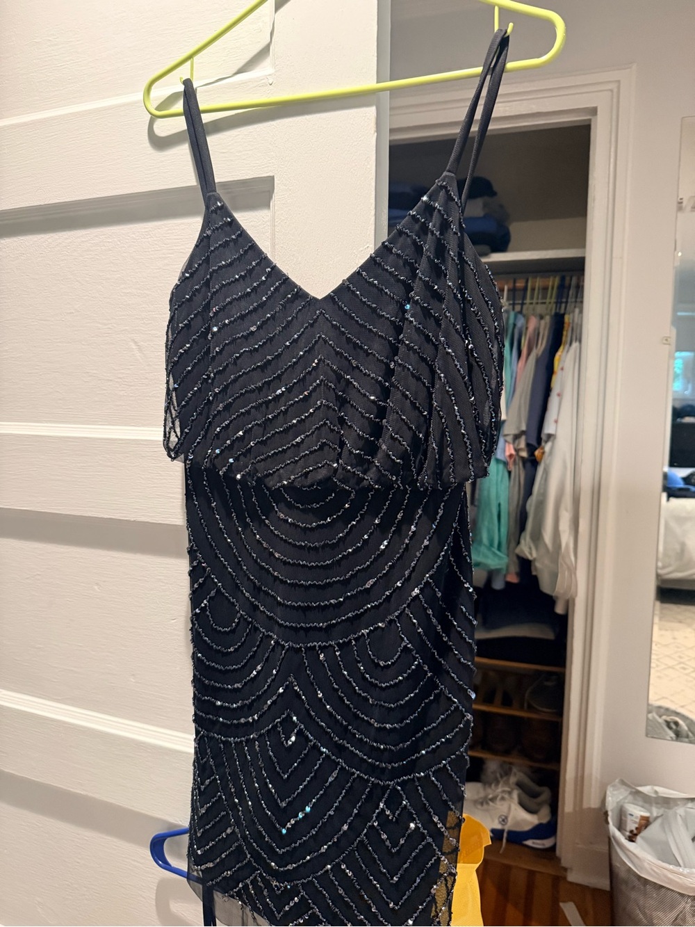 Adrianna Pappell Beaded Spaghetti-Strap Evening cocktail Dress